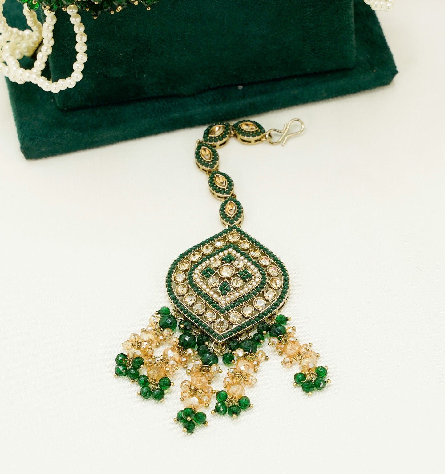 Tikka & Jhumka Earrings with Strings – Modest Earring for Any Celebratory Event