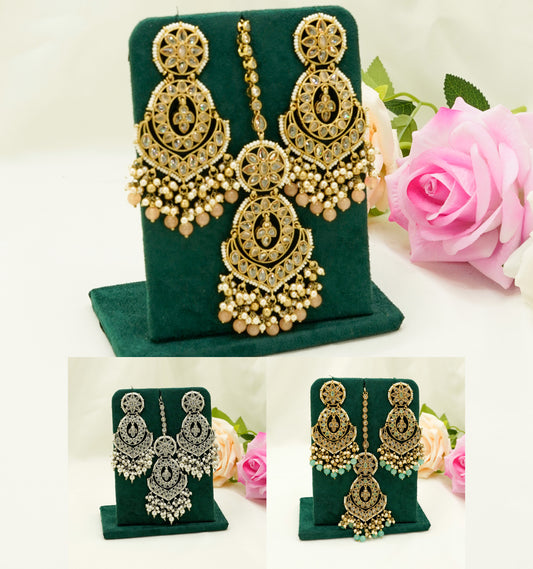 Jhumka Earrings with Pearls & Tikka – Modest Earring for Any Celebratory Event
