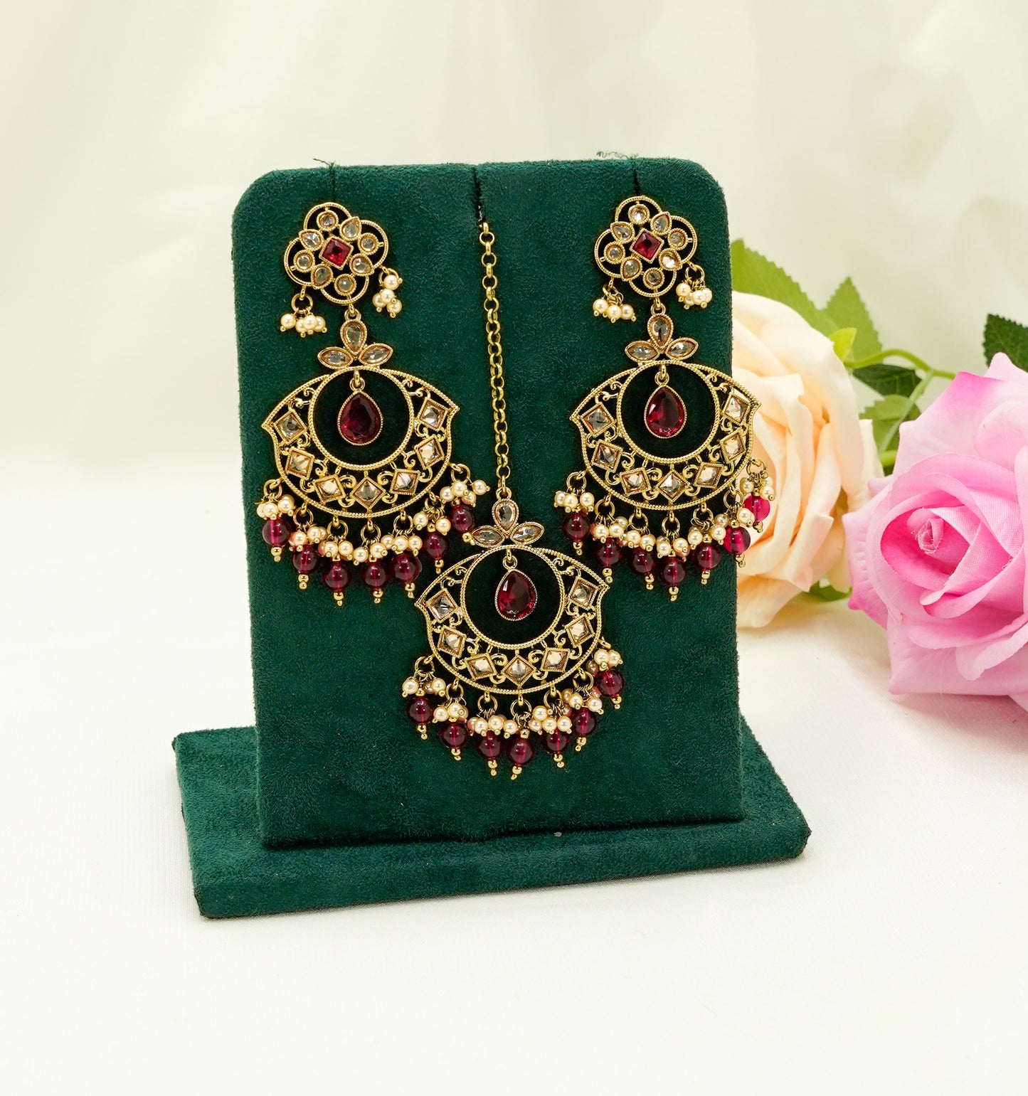Zoya Jhumka Earrings & Tikka – Modest Earring for Any Celebratory Event
