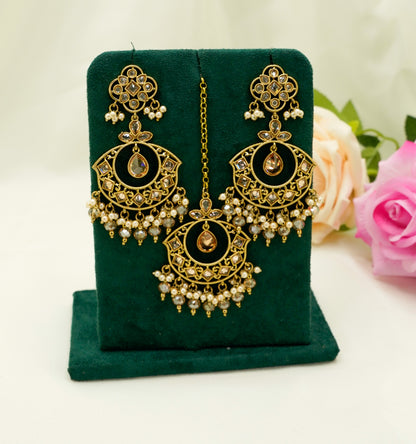 Zoya Jhumka Earrings & Tikka – Modest Earring for Any Celebratory Event