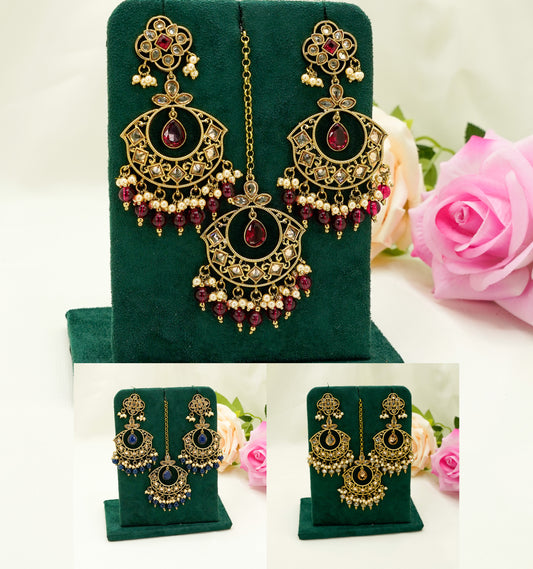Zoya Jhumka Earrings & Tikka – Modest Earring for Any Celebratory Event