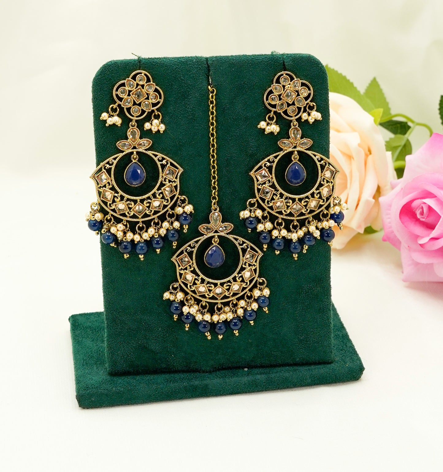Zoya Jhumka Earrings & Tikka – Modest Earring for Any Celebratory Event