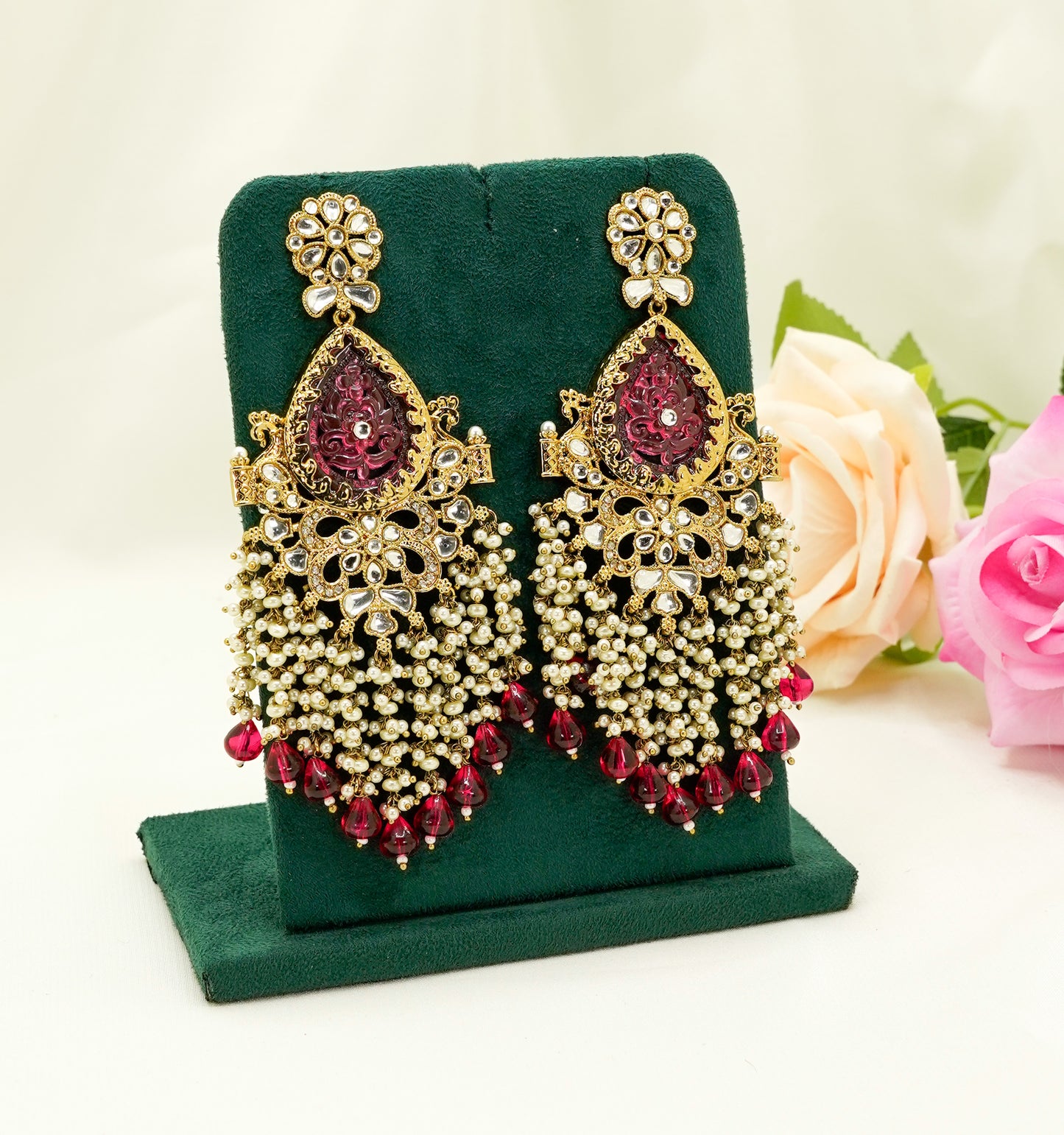 Multicolour Pearl Dangler Earrings  – Party Earring Set