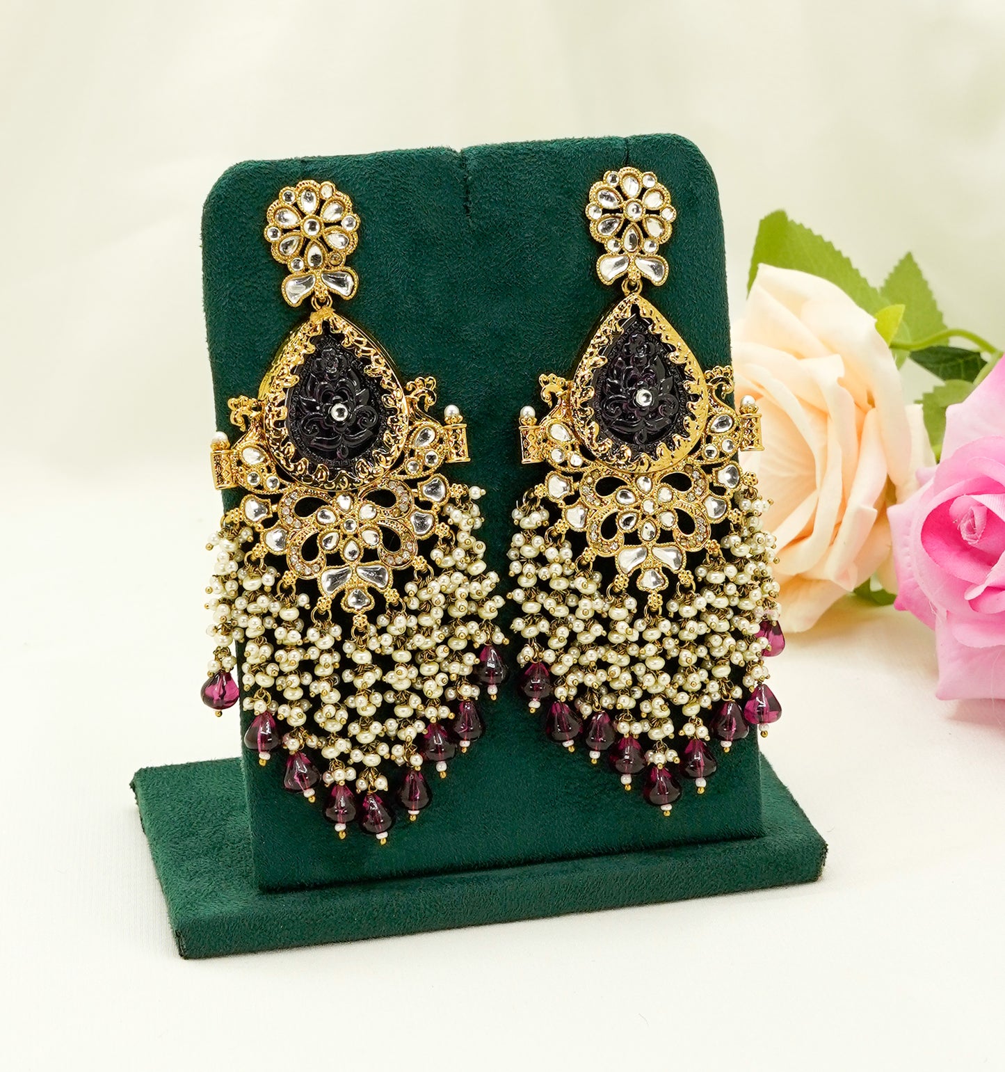 Multicolour Pearl Dangler Earrings  – Party Earring Set