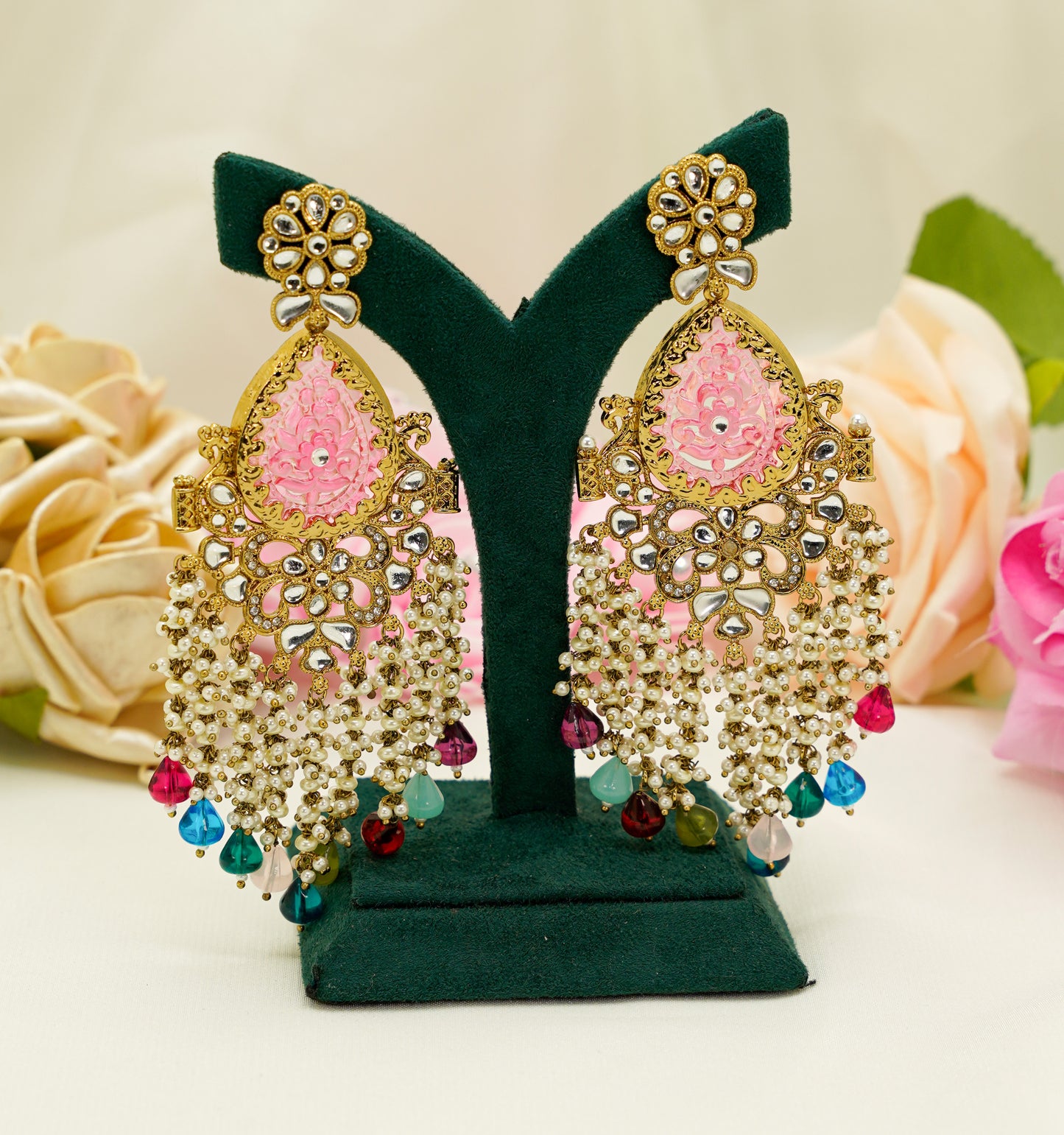 Multicolour Pearl Dangler Earrings  – Party Earring Set