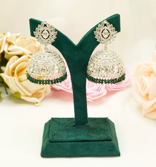 Classic Jhumka Earrings with Beads – Modest Bridal Jewellery for Nikah or Walima