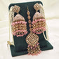Blush Pink Bridal Jhumka Earrings with Pearl Strings – Modest Islamic Wedding Wear