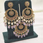 Round Lavender Jhumka Earrings with Pearls & Tikka – Modest Bridal Jewellery Set for Nikah or Walima