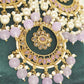 Round Lavender Jhumka Earrings with Pearls & Tikka – Modest Bridal Jewellery Set for Nikah or Walima