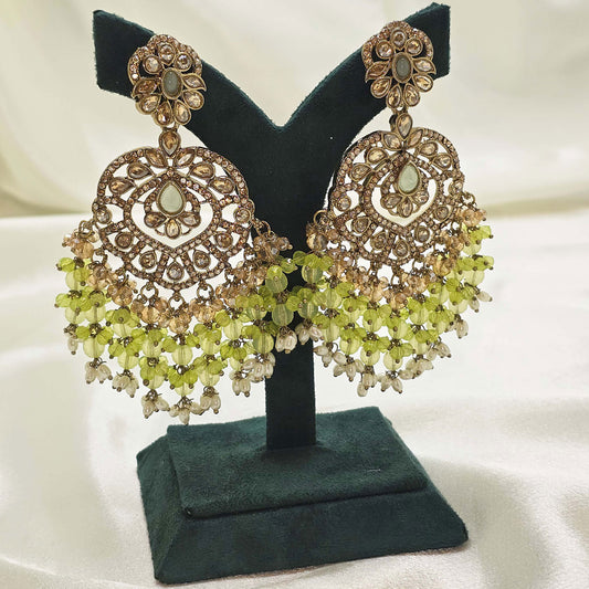Olive Green Dangler Jhumka Earrings with Pearls – Modest  Bridal Jewellery for Nikah or Walima