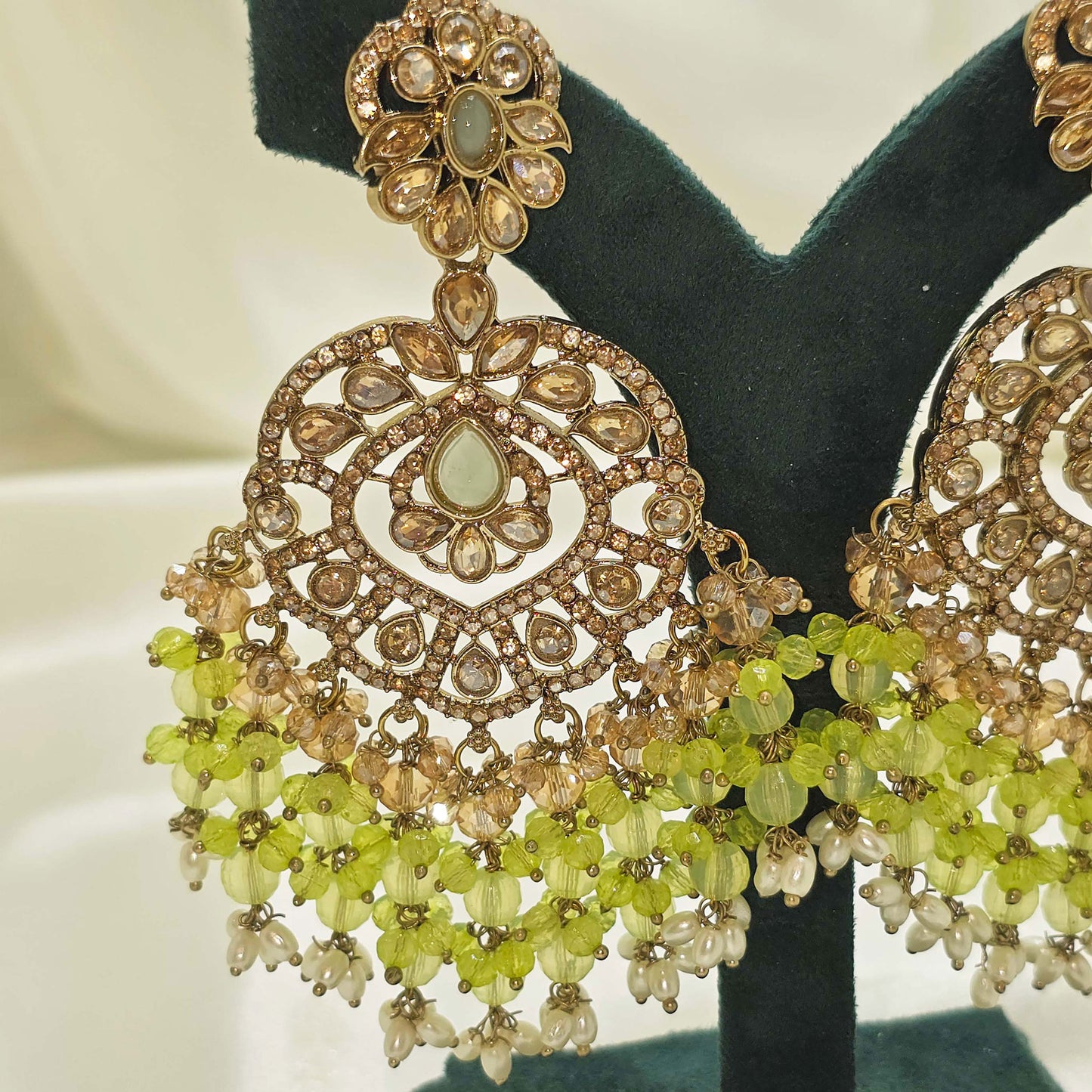 Olive Green Dangler Jhumka Earrings with Pearls – Modest  Bridal Jewellery for Nikah or Walima