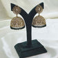 Classic Gold Dome Jhumka Earrings with Black Beads – Modest Bridal Jewellery for Nikah or Walima