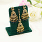 Gold and Blue Crystal Jhumka Set – Traditional Earrings with Matching Tikka