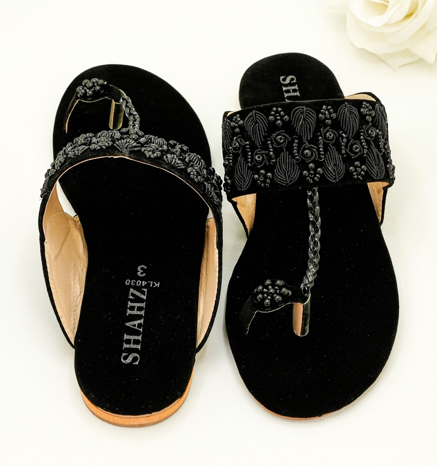 Slide Sandals – Floral Embroidery & Pearl Accents Sandals - KL4030
