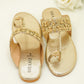 Slide Sandals – Floral Embroidery & Pearl Accents Sandals - KL4030