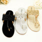 Slide Sandals – Floral Embroidery & Pearl Accents Sandals - KL4030