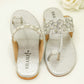 Slide Sandals – Floral Embroidery & Pearl Accents Sandals - KL4030