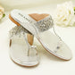 Slide Sandals – Floral Embroidery & Pearl Accents Sandals - KL4031