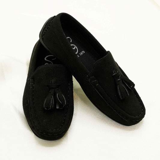 SHAHZ Kids Suede Tassel Loafers – Boys’ Smart Slip-On Shoes for Eid, Weddings & Everyday Wear
