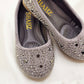 SHAHZ Kids Shoes-03 Grey – Girls’ Sparkly Ballerina Flats with Studs & Cushion Insole