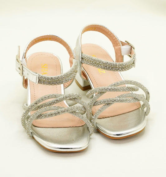 Kids Sparkling Sandals - Girls Party Sandals - Silver - MLCH6012