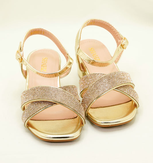 Kids Sparkling Sandals - Girls Party Sandals - Gold - MLCH6013