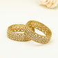 Gold Bridal Bangles with Mint Green Stones – Elegant Partywear Bangle Set - Kundan Bangles