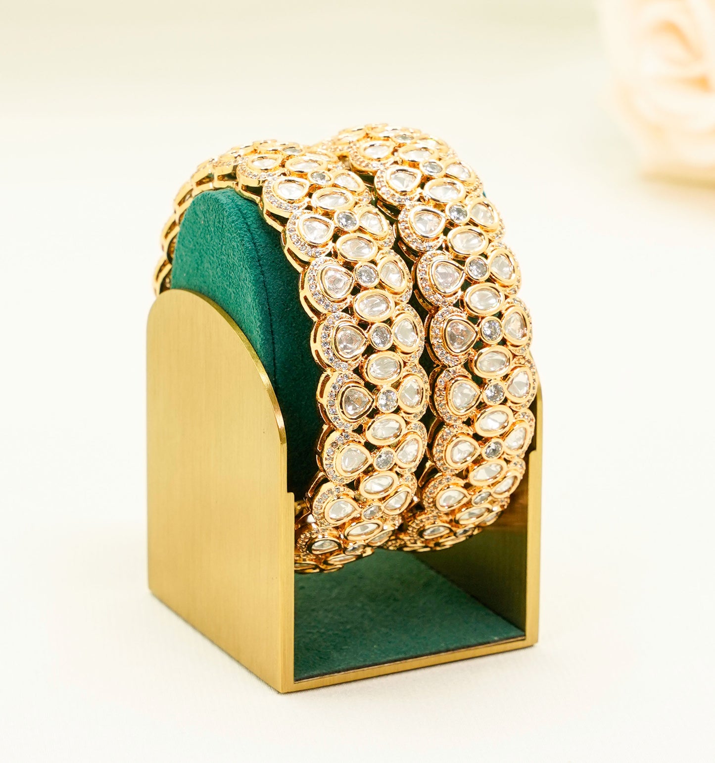 Zoha Gold Plated Kundan Bangles – Traditional Kundan – Elegant Partywear Bangle Set