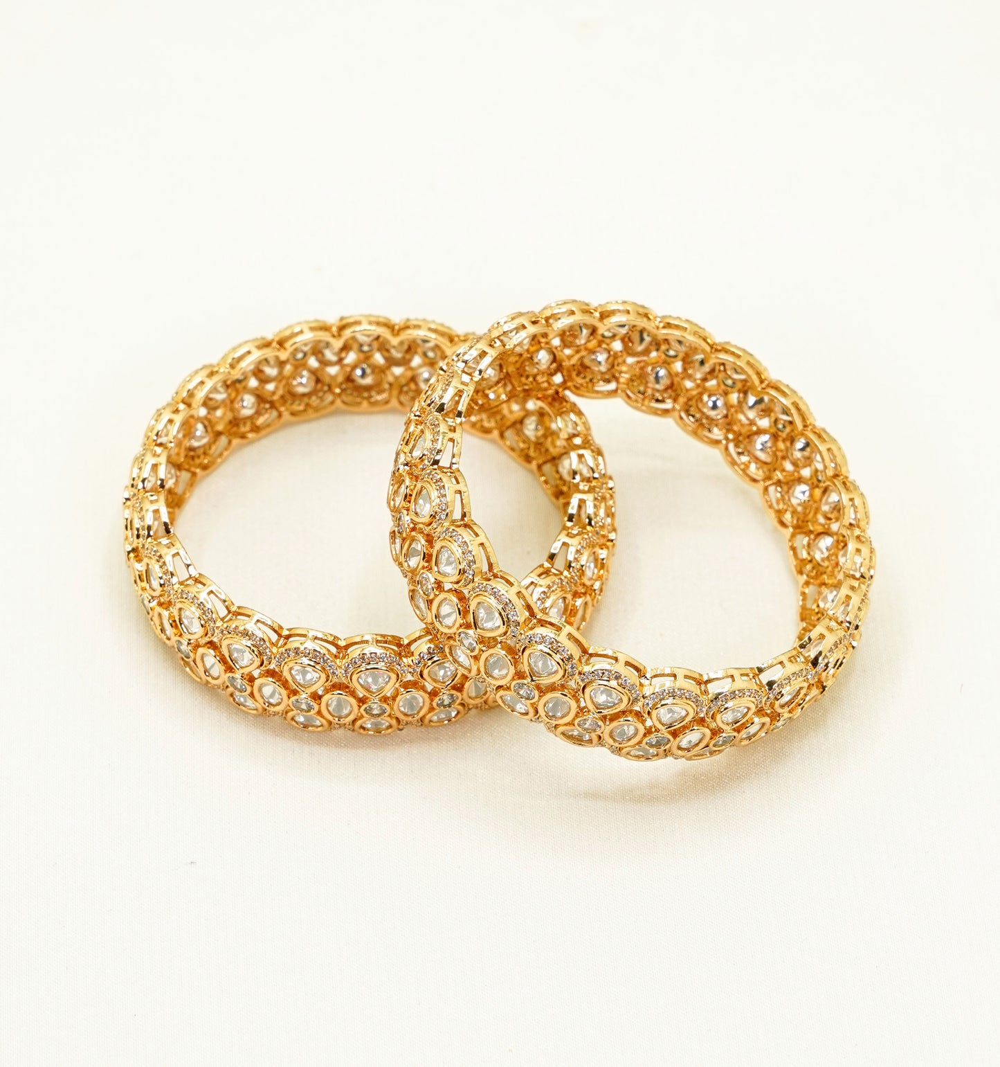 Zoha Gold Plated Kundan Bangles – Traditional Kundan – Elegant Partywear Bangle Set