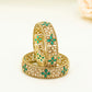 Gold Bridal Bangles with Green Stones – Traditional Kundan – Elegant Partywear Bangle Set