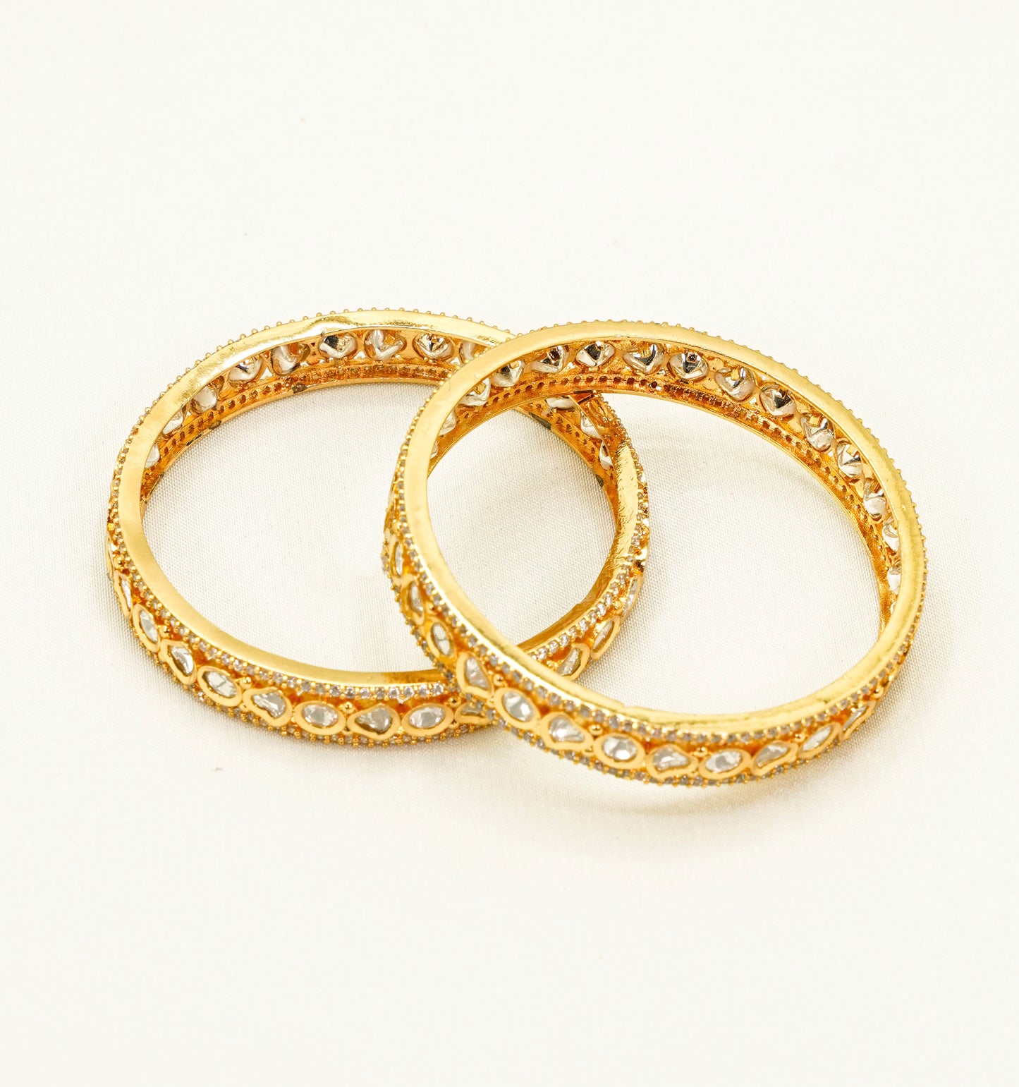 Gold Plated Kundan Bangles with Stones – Traditional Kundan – Elegant Partywear Bangle Set