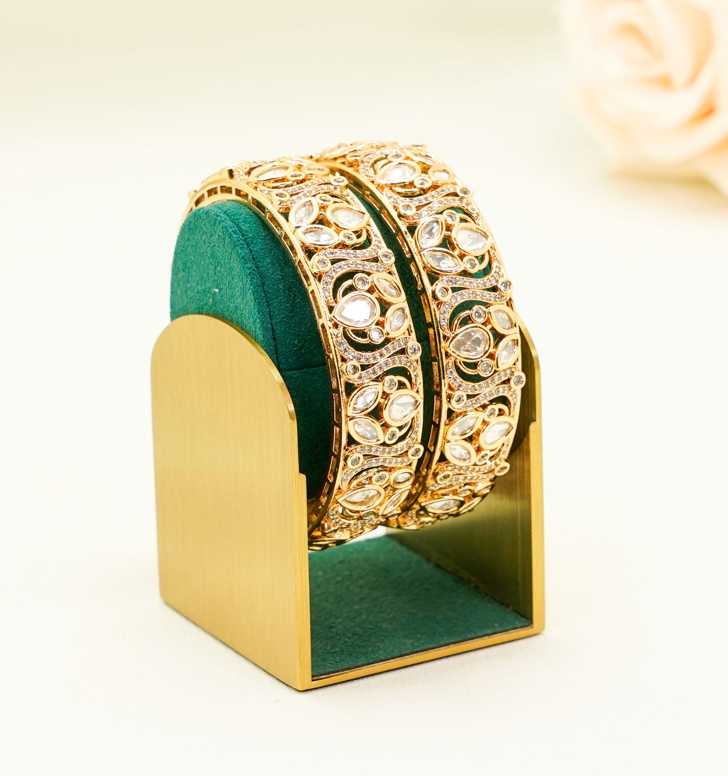 Gold Plated Kundan Bangles – Traditional Kundan – Elegant Partywear Bangle Set