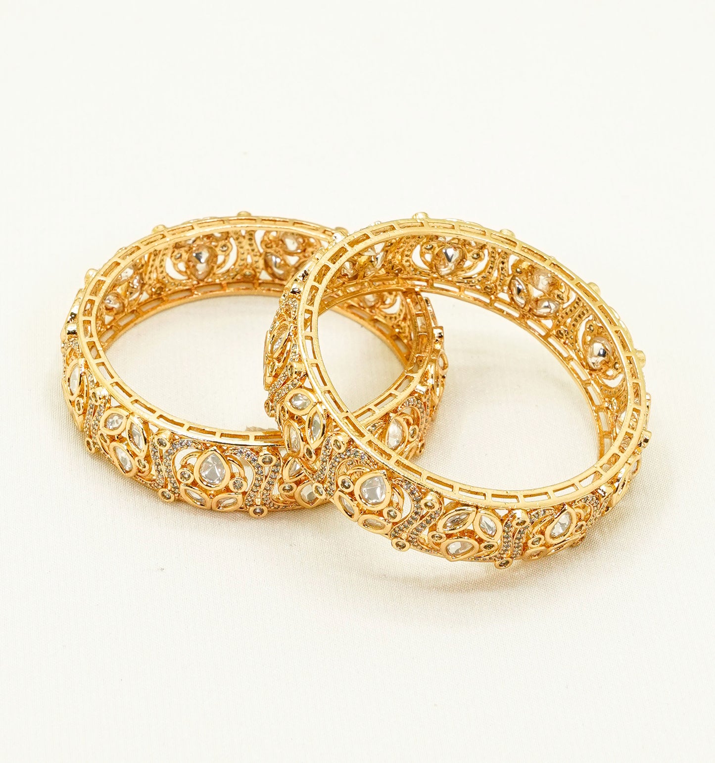 Gold Plated Kundan Bangles – Traditional Kundan – Elegant Partywear Bangle Set