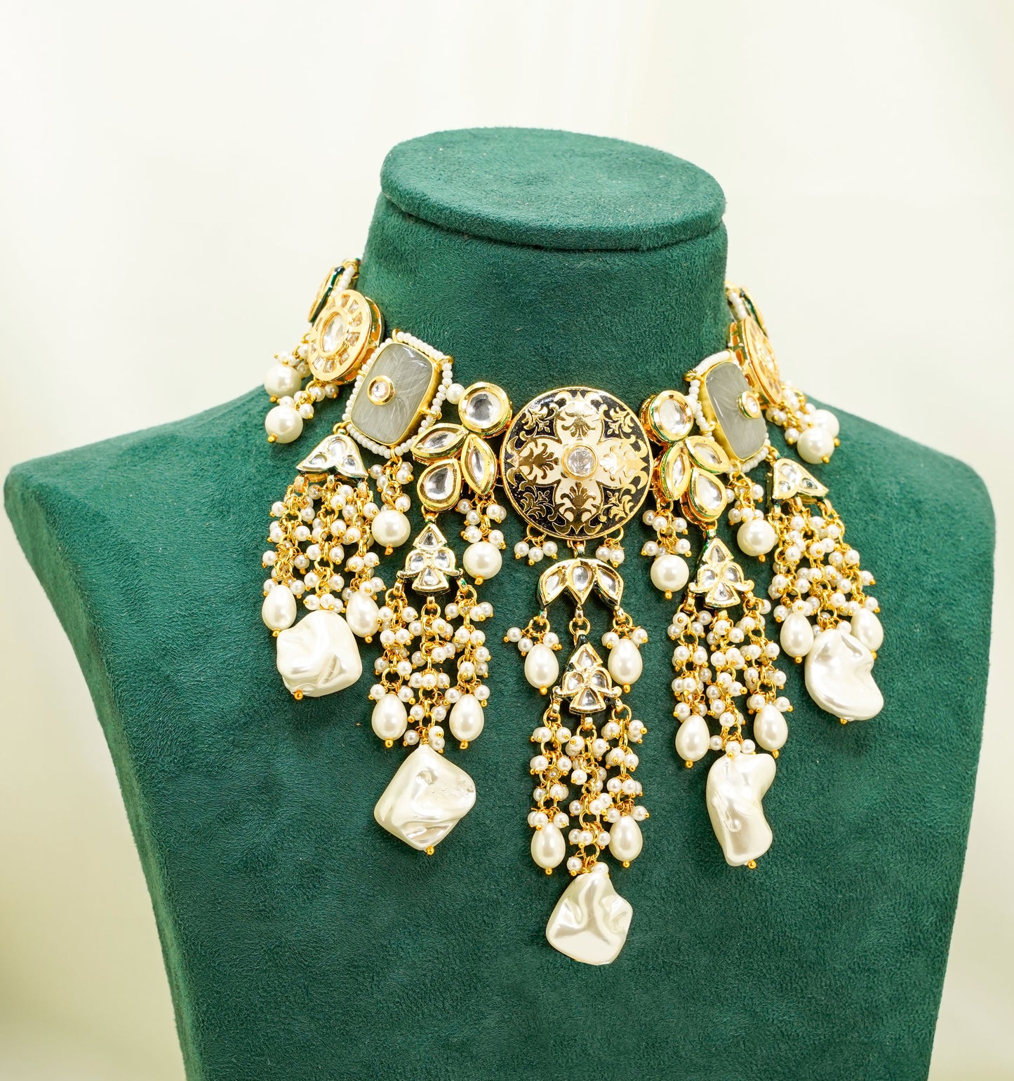 White/Gold Kundan Set  – Kundan Jewellery Necklace Set