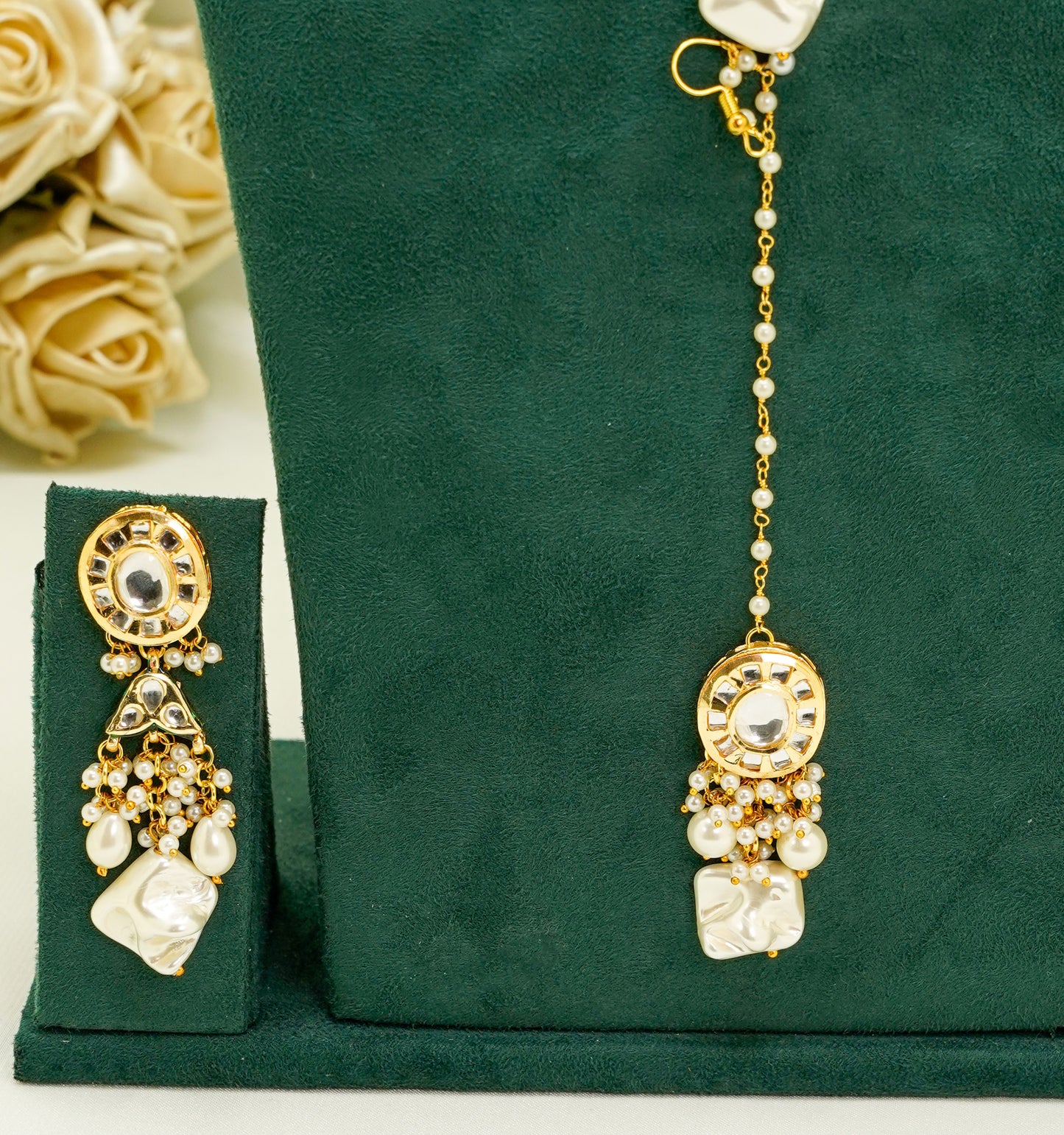 White/Gold Kundan Set  – Kundan Jewellery Necklace Set