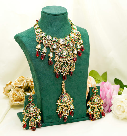 Kundan Set  – Kundan Jewellery Necklace Set - Red