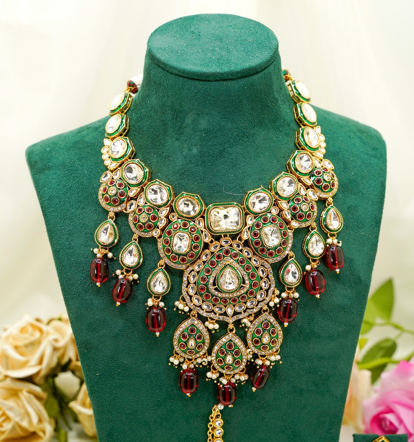 Kundan Set  – Kundan Jewellery Necklace Set - Red