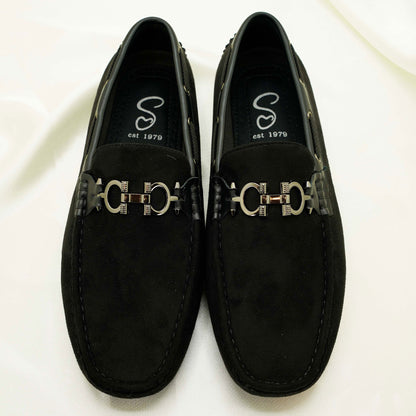 Men’s Suede Loafers – Classic Slip-On Moccasins with Metal Bit Detail for Smart Casual & Formal Wear