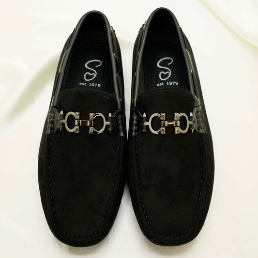 Men’s Suede Loafers – Classic Slip-On Moccasins with Metal Bit Detail for Smart Casual & Formal Wear