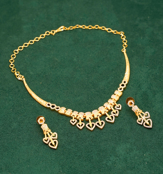 Heart Gold Plated Necklace Set - Jewellery Necklace Set