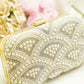 Pearl & Crystal Embellished Clutch – Elegant Ivory Purse