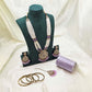 Pearl & Lavender  Partywear Jewellery Set – Modest Long Necklace, Earrings, Bangles & Tikka