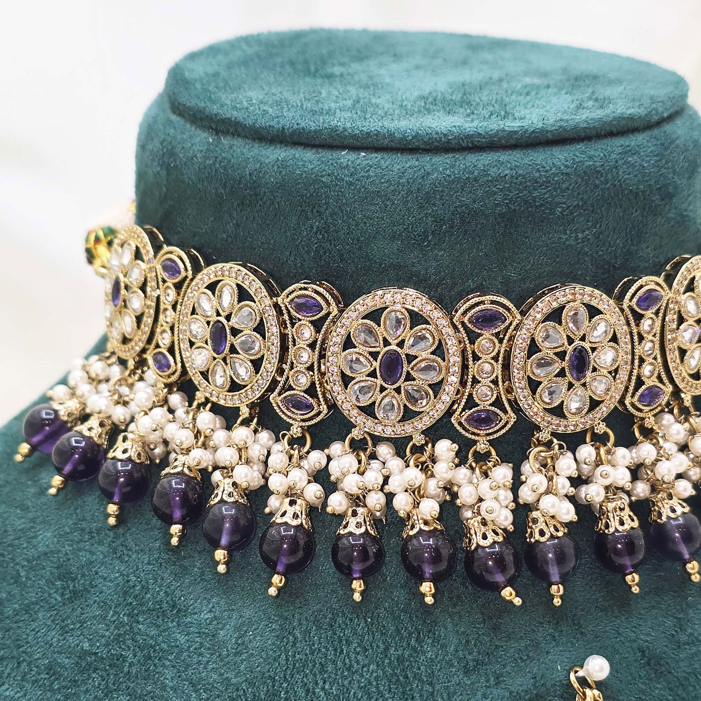 Navy Blue & Pearl Choker Jewellery Set – Modest  Occasion Wear for Nikah, Eid or Walima