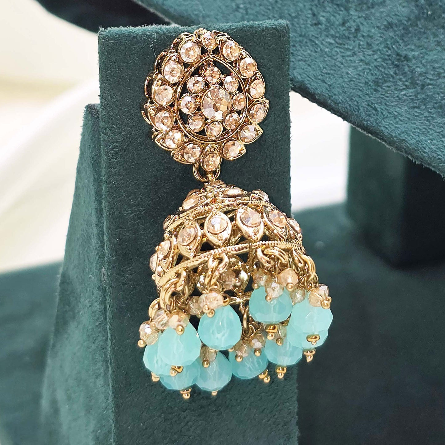 Aqua Blue Choker Jewellery Set – Modest  Partywear with Earrings and Tikka.