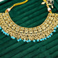 Party Set 11 – Gold-Plated Bridal Jewellery Set with Blue Beads and Kundan Work
