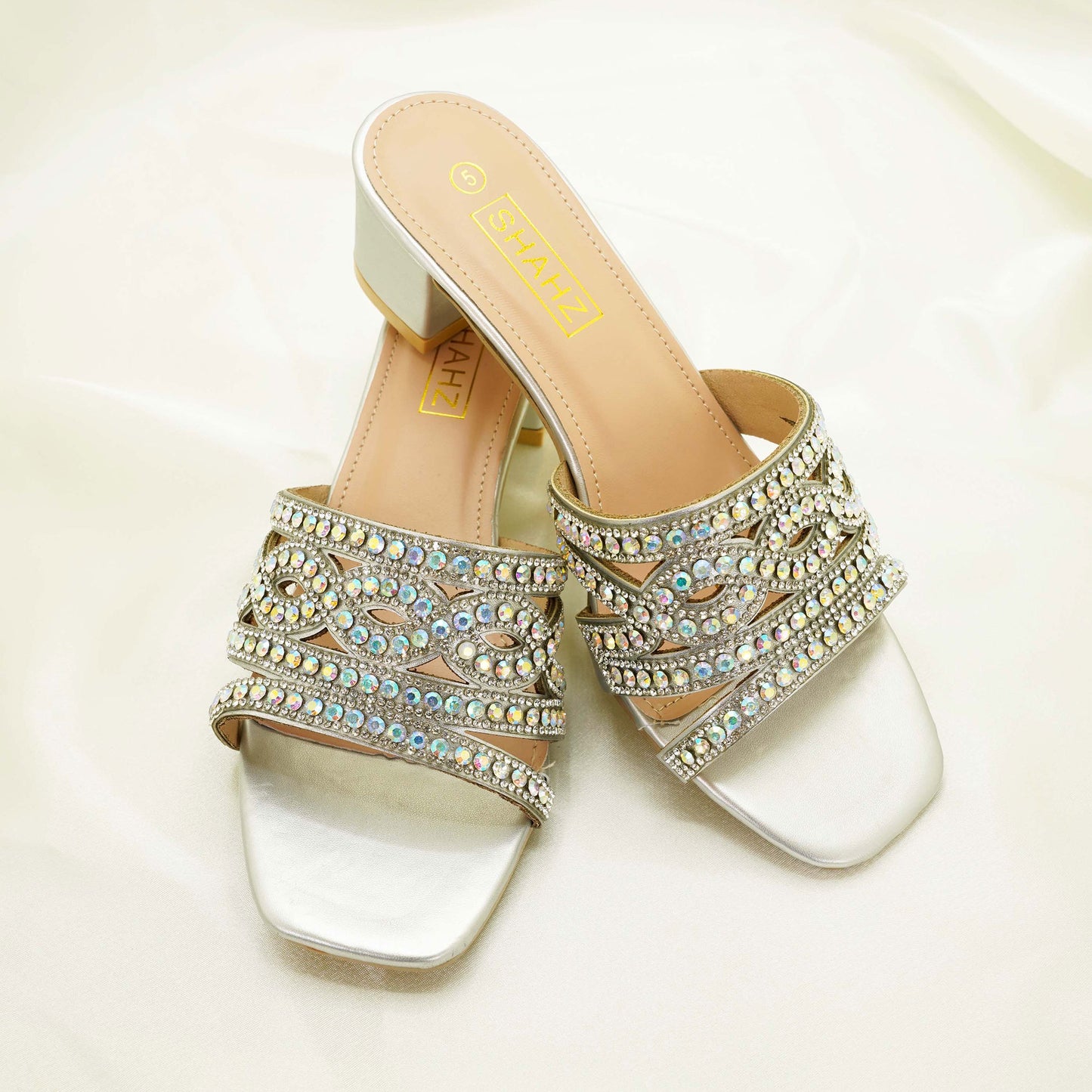 SHAHZ Party Heels – Crystal-Embellished Block Sandals for Weddings, Receptions & Formal Wear