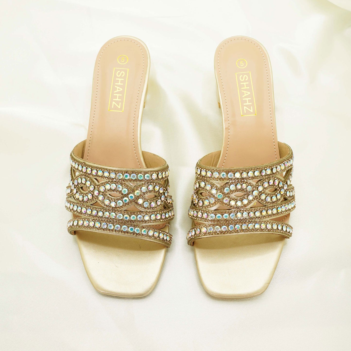 SHAHZ Party Heels – Crystal-Embellished Block Sandals for Weddings, Receptions & Formal Wear