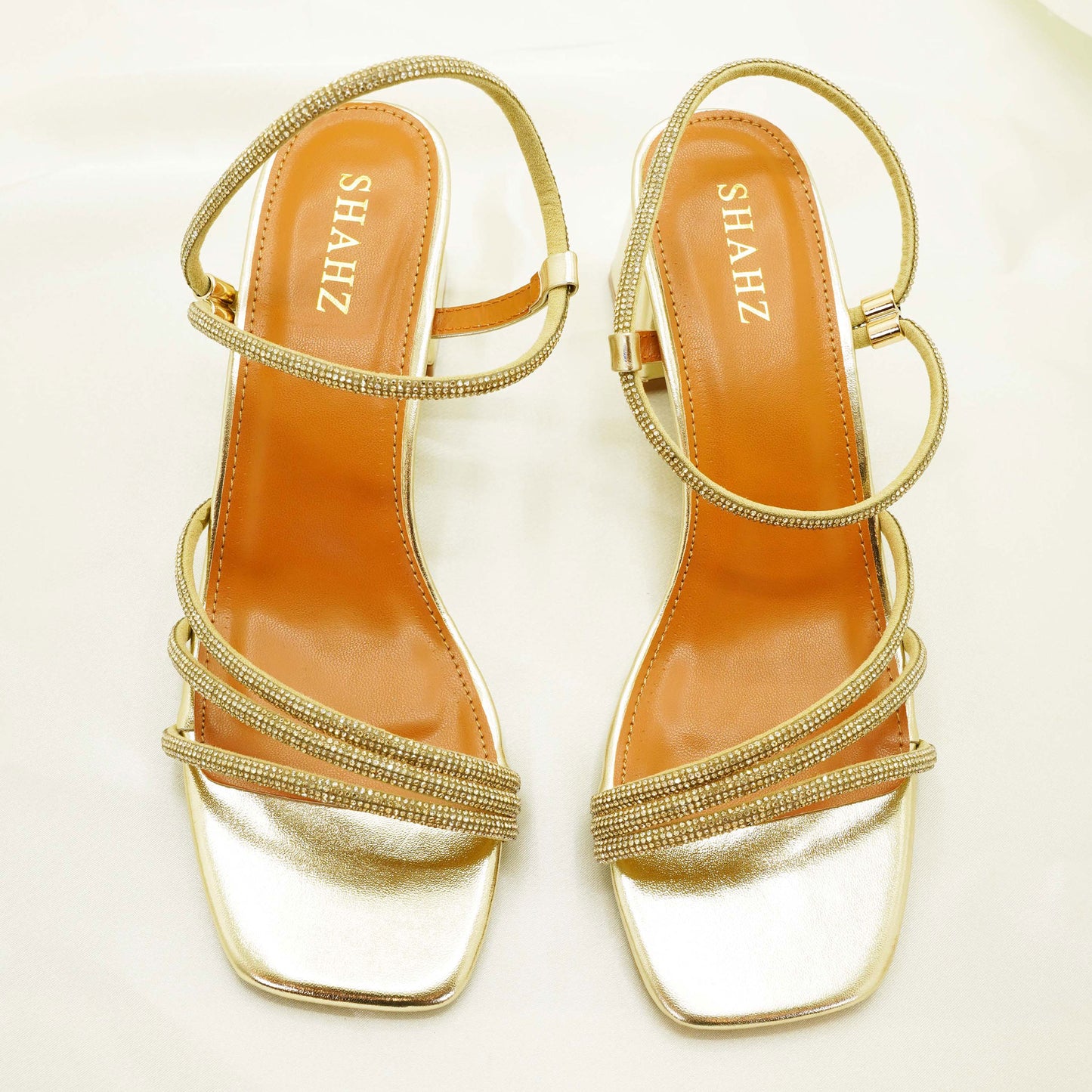 SHAHZ Party Block Heels – Strappy Spiral Ankle Sandals for Weddings, Eid & Special Events