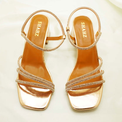 SHAHZ Party Block Heels – Strappy Spiral Ankle Sandals for Weddings, Eid & Special Events