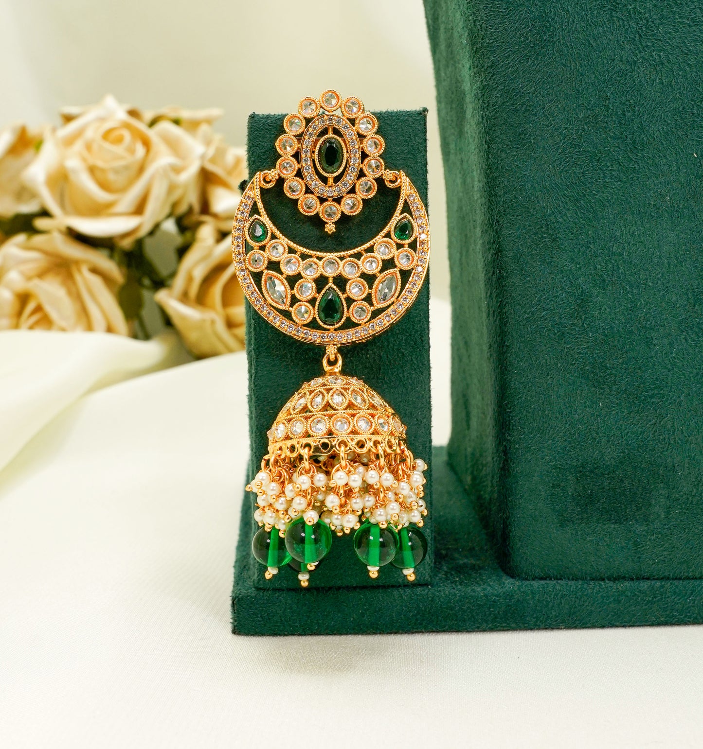 Green Party Set - Choker Jewellery Set – Mehndi Necklace Set with Earrings and Tikka